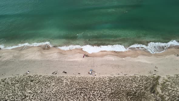 Top down view of shoreline waves