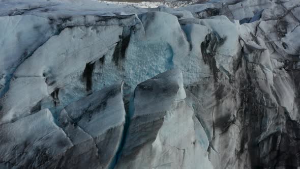 Close Up Drone View of Ice Blocks of Breidamerkurjokull Glacier in Iceland