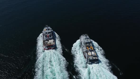 Trabzon City Mountains Sea And Following Speed Boat Aerial View 6