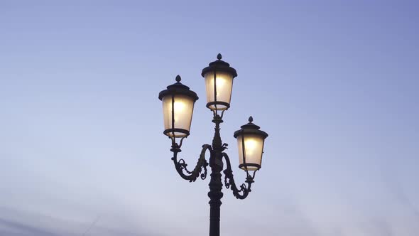 Venetian Lighthouses on the Background of the Evening Sky