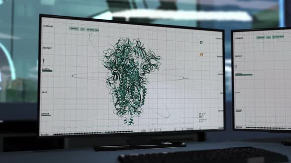 Medical software running the Covid-19 spike protein structure analysis. UI alt