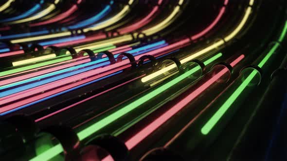 Loop VJ Neon Lines Running Through Pipes