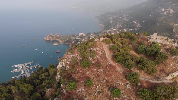 Stunning Aerial View of the Rocca Di Cifalu Mountain in the Sicilian City of Cefalu Italian Cifalu