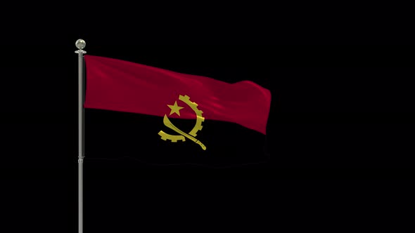 Angola Flag Medium Shot Waving Looping Animation Include Alpha alt