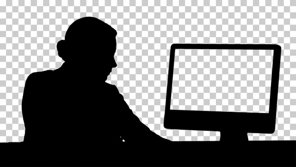 Silhouette  woman working , Alpha Channel alt