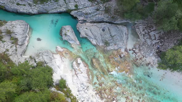 Flight above River in the Triglav National Park