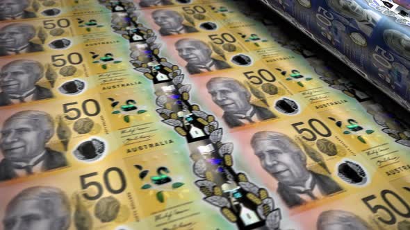 Australian Dollar money banknotes printing seamless loop