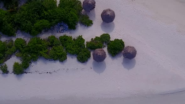 Aerial tourism of tropical tourist beach voyage by blue sea and sand background