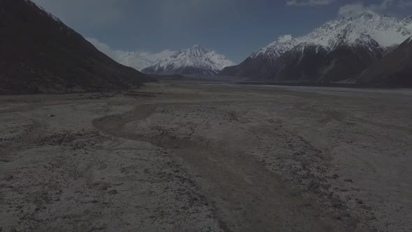 Southern Alps glacial valley aerial