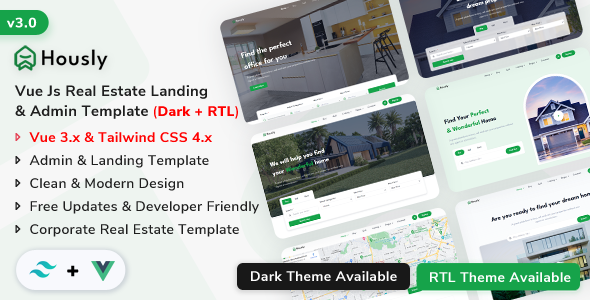 Hously - Vue Real Estate Landing & Admin Dashboard Template