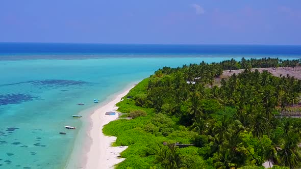 Aerial view landscape of bay beach voyage by blue water and sand background