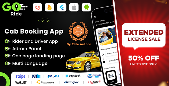 GORIDE | InDriver Clone | Flutter Complete Taxi Booking Solution with Bidding Option