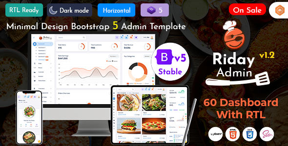 Riday - Restaurant Bootstrap 5 Admin Template Webapp