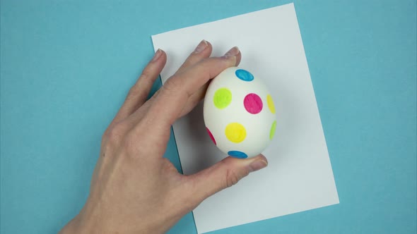 Making Easter Egg. Simple Drawing of Easter Egg Turns Into Real. Stop Motion Animation