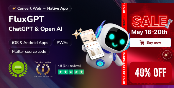 FluxGPT - Powerful ChatGPT, OpenAI Writing Assistant & Image Generator - Flutter Full App