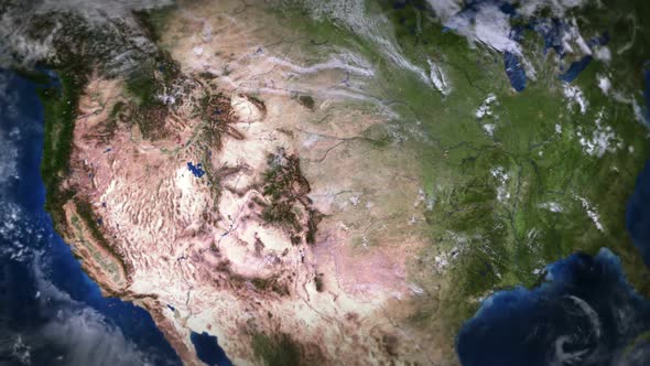 Animation of United States seen from space. 2 videos in 1 file.