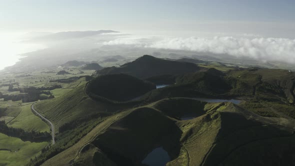 Aerial view of Lagoa das Eguas, Azores, Portugal.