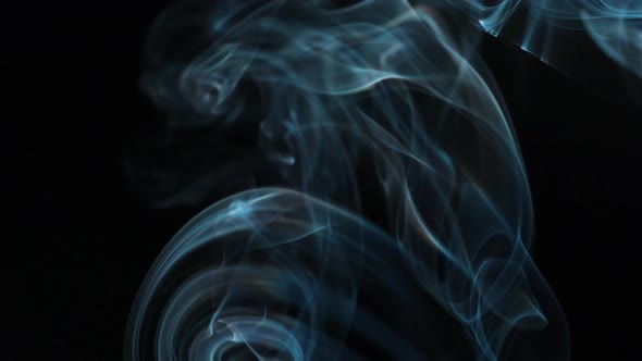 Abstract Smoke Rises Up in Beautiful Swirls on a Black Background