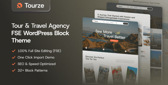 Tourze – Tour & Travel Agency Gutenverse FSE WordPress Block Theme
