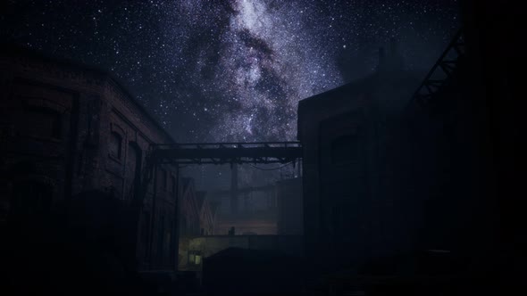 Milky Way Stars Above Abandoned Old Fatory