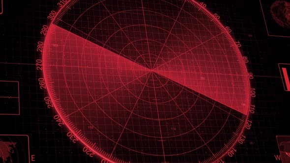 Radar Screen Animation, Red Color Moving Radar Hud
