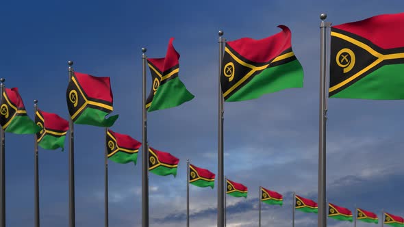 The Vanuatu Flags Waving In The Wind 4K