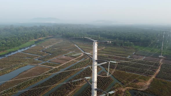 Aerial view electric tower