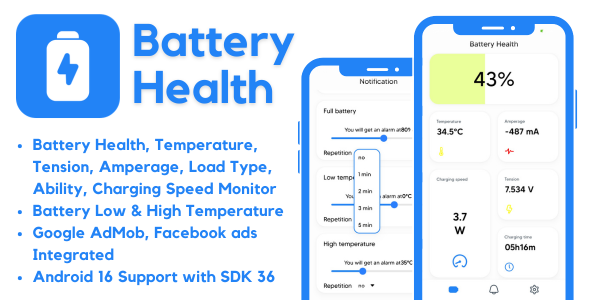 Battery Health Alarms Tools with AdMob Ads Android