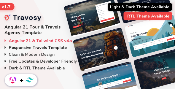 Travosy - Angular 21 Tour & Travels Agency Template (Angular 21 & Tailwind CSS v4)