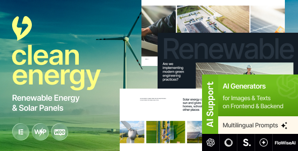 Clean Energy - Renewable Energy & Solar Panels WordPress Theme