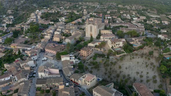 Aerial view of Calvia with Sant Joan Baptista church, Mallorca, Spain