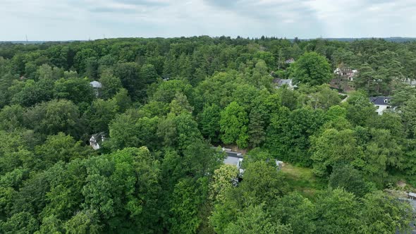 Aerial View of Luxury Villas with Garden Surrounded By Forest in Walloon Brabant Belgium