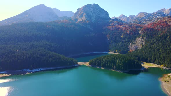 Aerial Shot of the Crno Jezero or the Black Lake in the Durmitor National Park in the Nothern Part