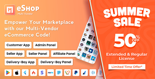 eShop - Multi Vendor eCommerce App & eCommerce Vendor Marketplace Flutter App