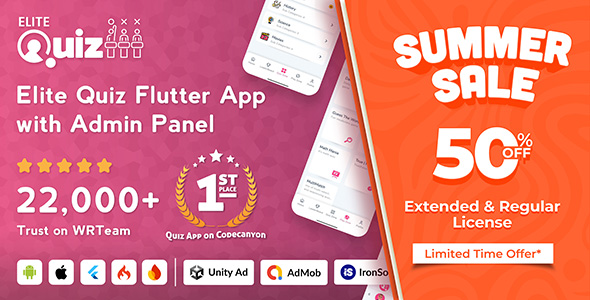 Elite Quiz - Trivia Quiz | Quiz Game - Flutter Full App + Admin Panel