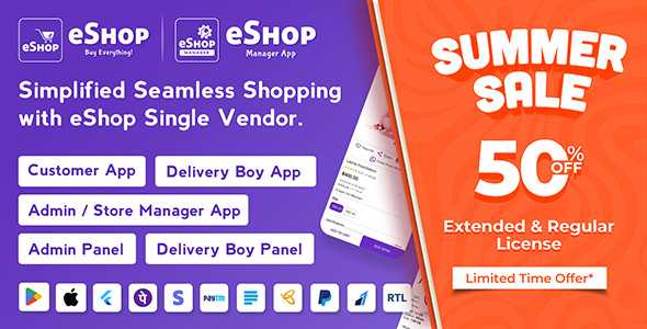 eShop - eCommerce Single Vendor App | Shopping eCommerce App with Flutter