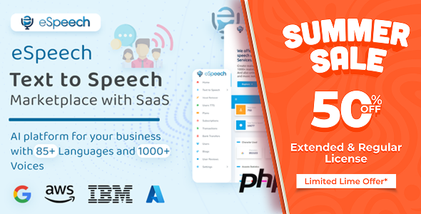 eSpeech - AI Text to Speech Marketplace with SaaS
