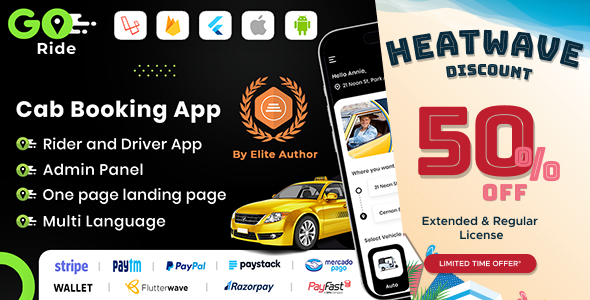 GORIDE | InDriver Clone | Flutter Complete Taxi Booking Solution with Bidding Option