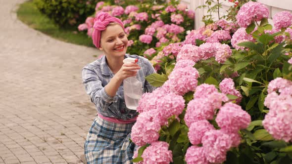 Young Woman Working in Her Garden, Countryside Gardening.