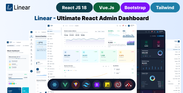 Liner - Premium React, Vuejs, Bootstrap 5 HTML, Tailwindcss Admin Dashboard Template