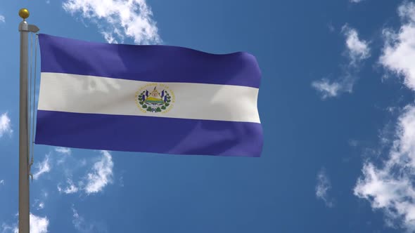 El Salvador Flag On Flagpole
