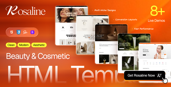 Rosaline – Beauty & Cosmetic eCommerce HTML Template
