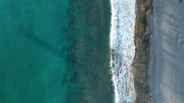 Blue texture of the sea aerial view 4 K Turkey Alanya