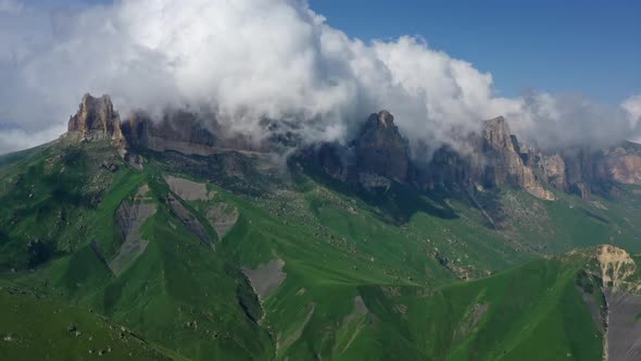 Caucasus Mountains Under Moving Clouds