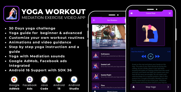 Yoga Workout Exercise Mediation Video with AdMob Ads Android