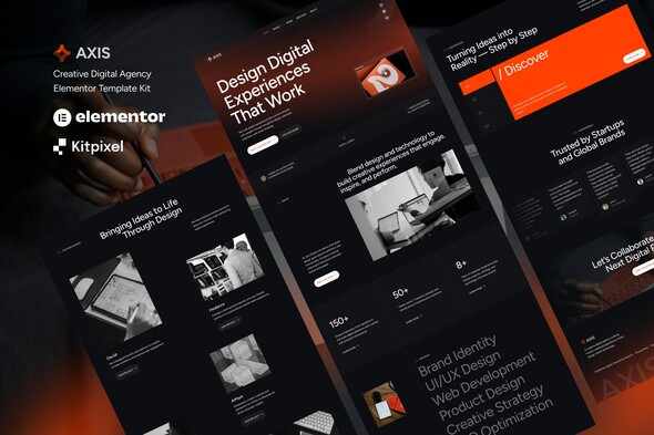 Axis - Creative Digital Agency & Portfolio Elementor Template Kit