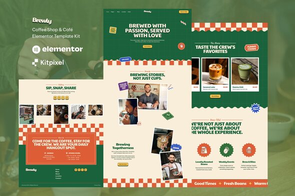 Brewly - Coffee Shop & Cafe Elementor Template Kit