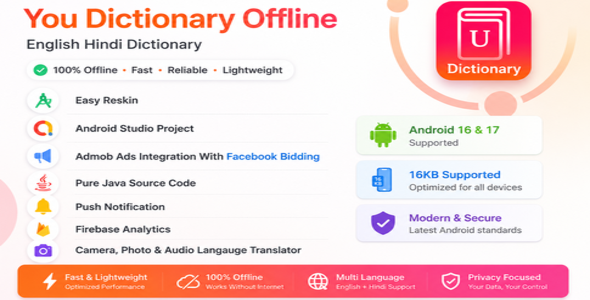 U Dictionary Translator App With All Languages Translator with Admob and Facebook Ads Integration