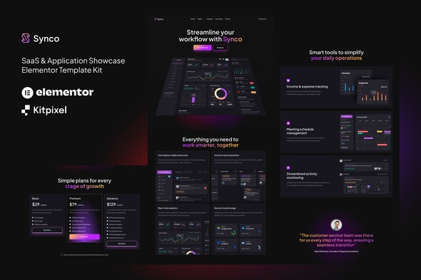 Synco - SaaS & Software Showcase Elementor Template Kit