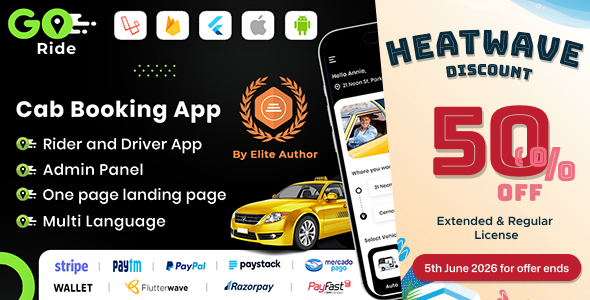 GORIDE | InDriver Clone | Flutter Complete Taxi Booking Solution with Bidding Option